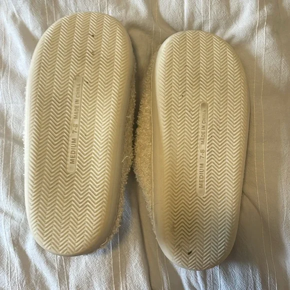 Beige, and multi color smiley face slippers - Picture 3 of 4